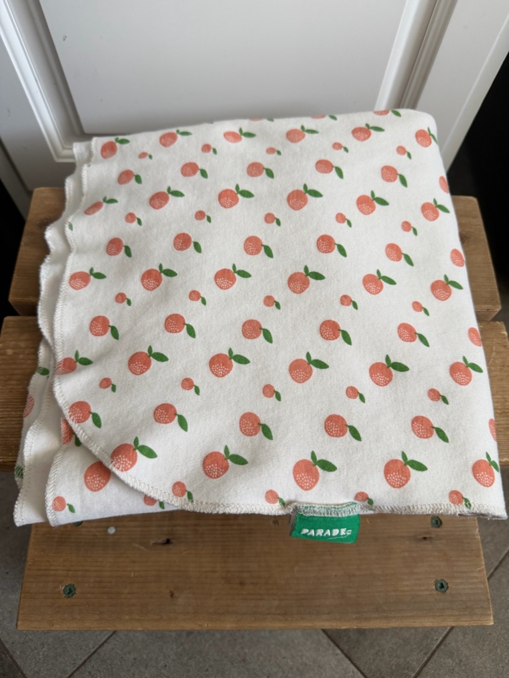 Parade White & Coral Orange Fruit Print Throw Blanket